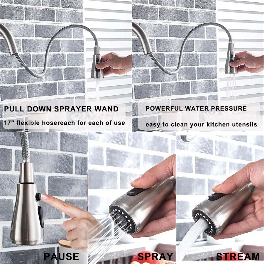 Black and Golden Filtered Crane For Kitchen Pull Out Sprayer