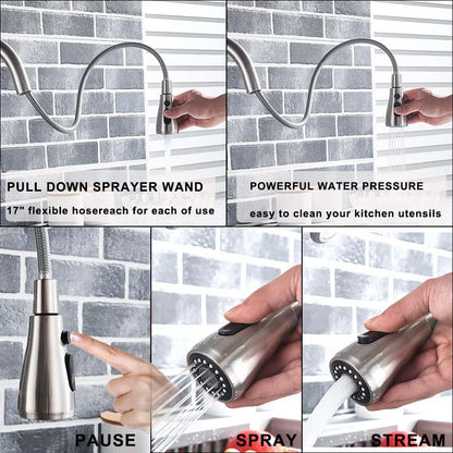 Black and Golden Filtered Crane For Kitchen Pull Out Sprayer