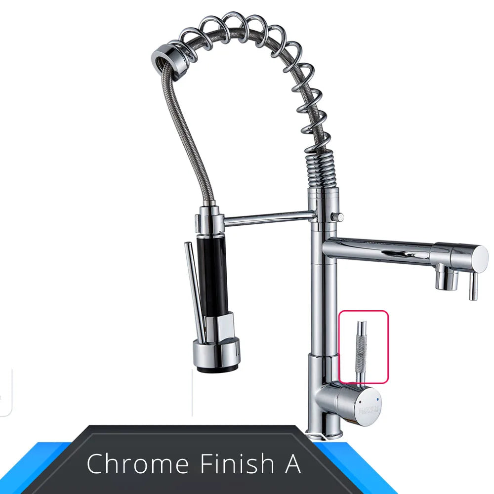 Rozin Black and Rose Golden Spring Pull Down Kitchen Sink Faucet