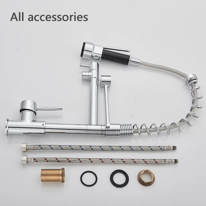 Rozin Black and Rose Golden Spring Pull Down Kitchen Sink Faucet