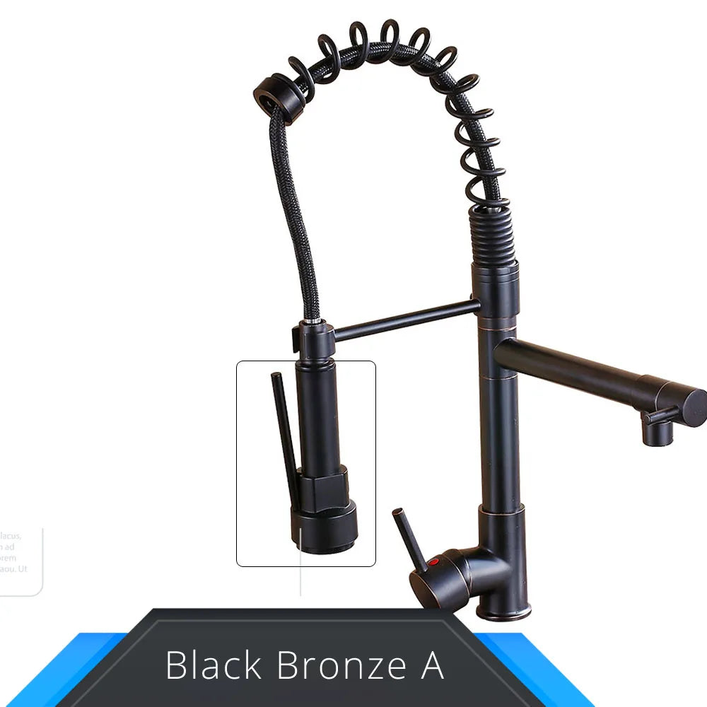 Rozin Black and Rose Golden Spring Pull Down Kitchen Sink Faucet