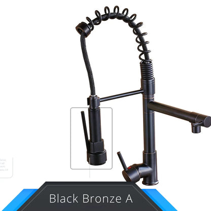 Rozin Black and Rose Golden Spring Pull Down Kitchen Sink Faucet