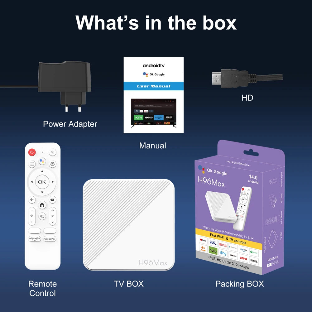 Android 14 TV Box 4K 2GB RAM 8GB/16GB ROM HD WiFi BT Quad Core Video Set Top TV Box H313