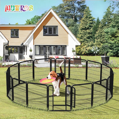 Dog Playpen with Door, Outdoor/Indoor Foldable Metal ,