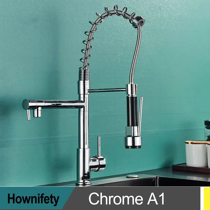 Popular Kitchen Spring Sink Faucet Modern Free Rotation Pull Down Spout