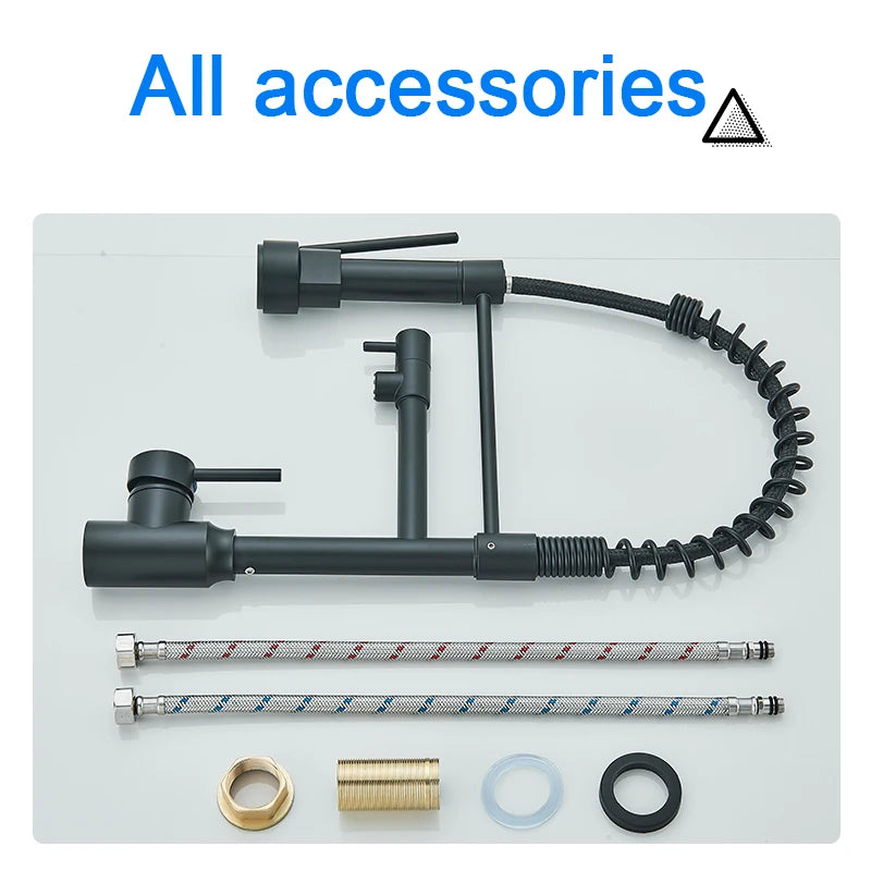 Black Kitchen Faucet With Pull Down Spring Sprayer