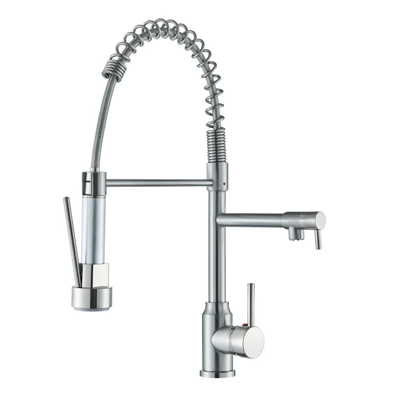 Black Kitchen Faucet With Pull Down Spring Sprayer