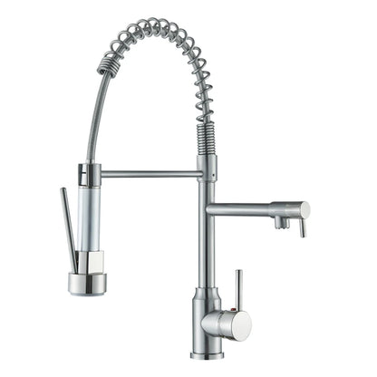 Black Kitchen Faucet With Pull Down Spring Sprayer