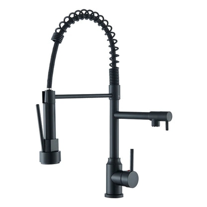 Black Kitchen Faucet With Pull Down Spring Sprayer