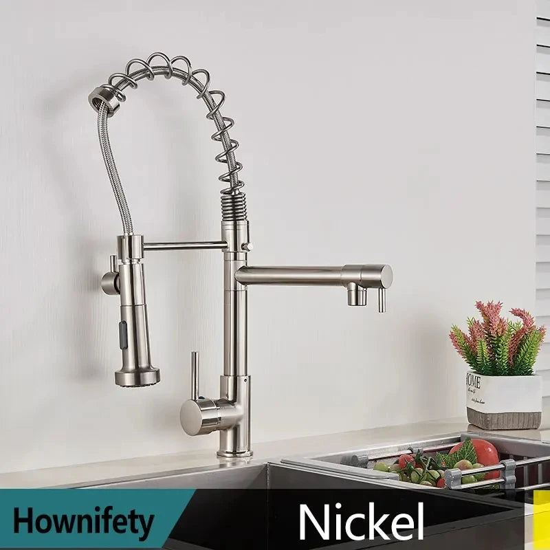Popular Kitchen Spring Sink Faucet Modern Free Rotation Pull Down Spout