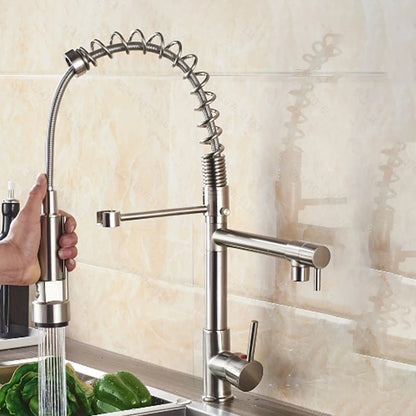 Popular Kitchen Spring Sink Faucet Modern Free Rotation Pull Down Spout
