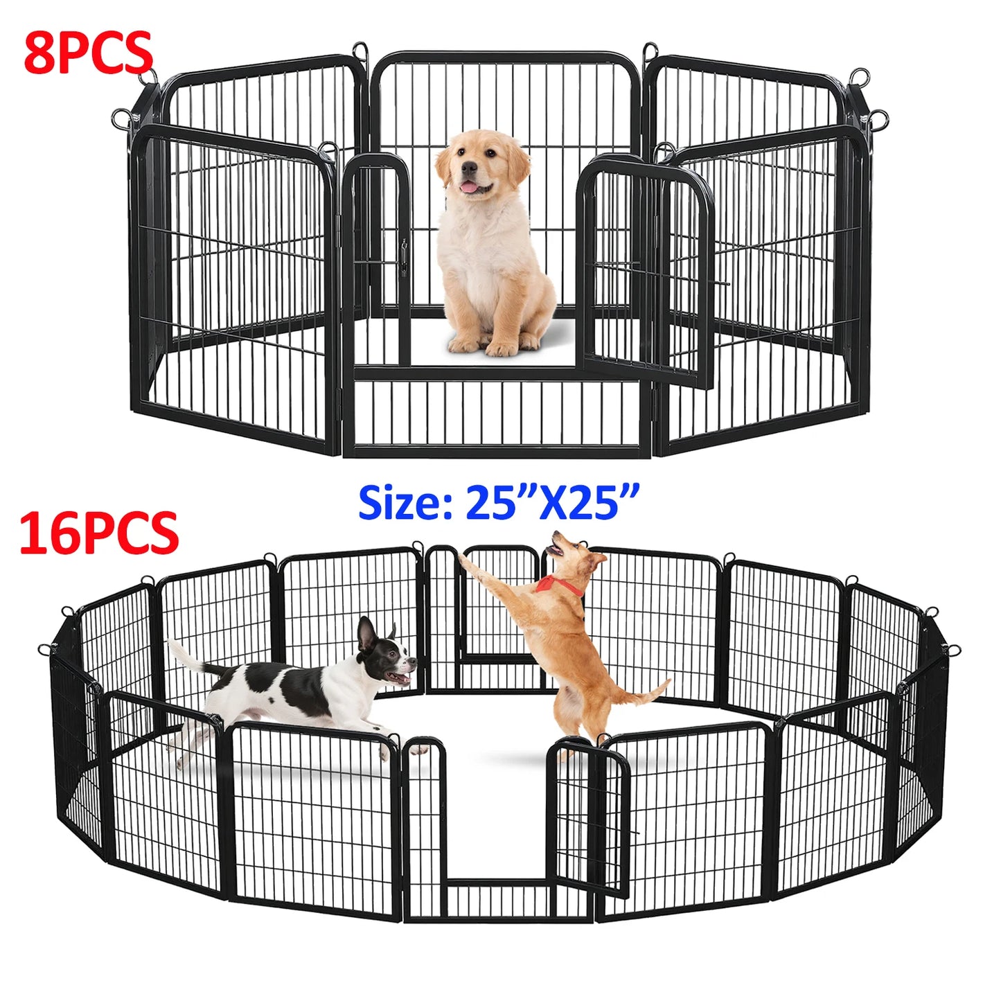 Dog Playpen with Door, Outdoor/Indoor Foldable Metal ,