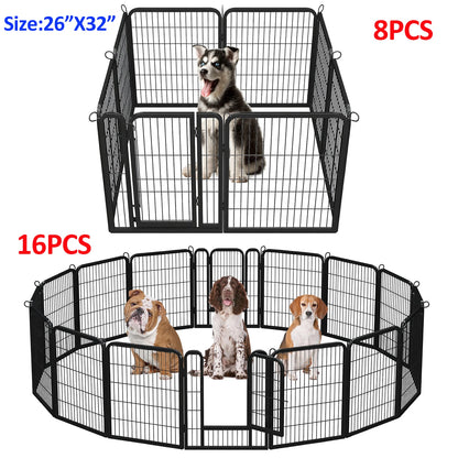 Dog Playpen with Door, Outdoor/Indoor Foldable Metal ,