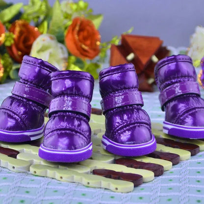 4 Pcs/Set Winter Pet Dog Shoes For Small Dogs Warm Fleece
