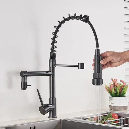Rozin Black and Rose Golden Spring Pull Down Kitchen Sink Faucet