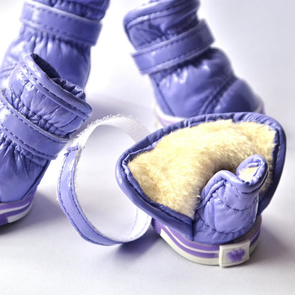 4 Pcs/Set Winter Pet Dog Shoes For Small Dogs Warm Fleece