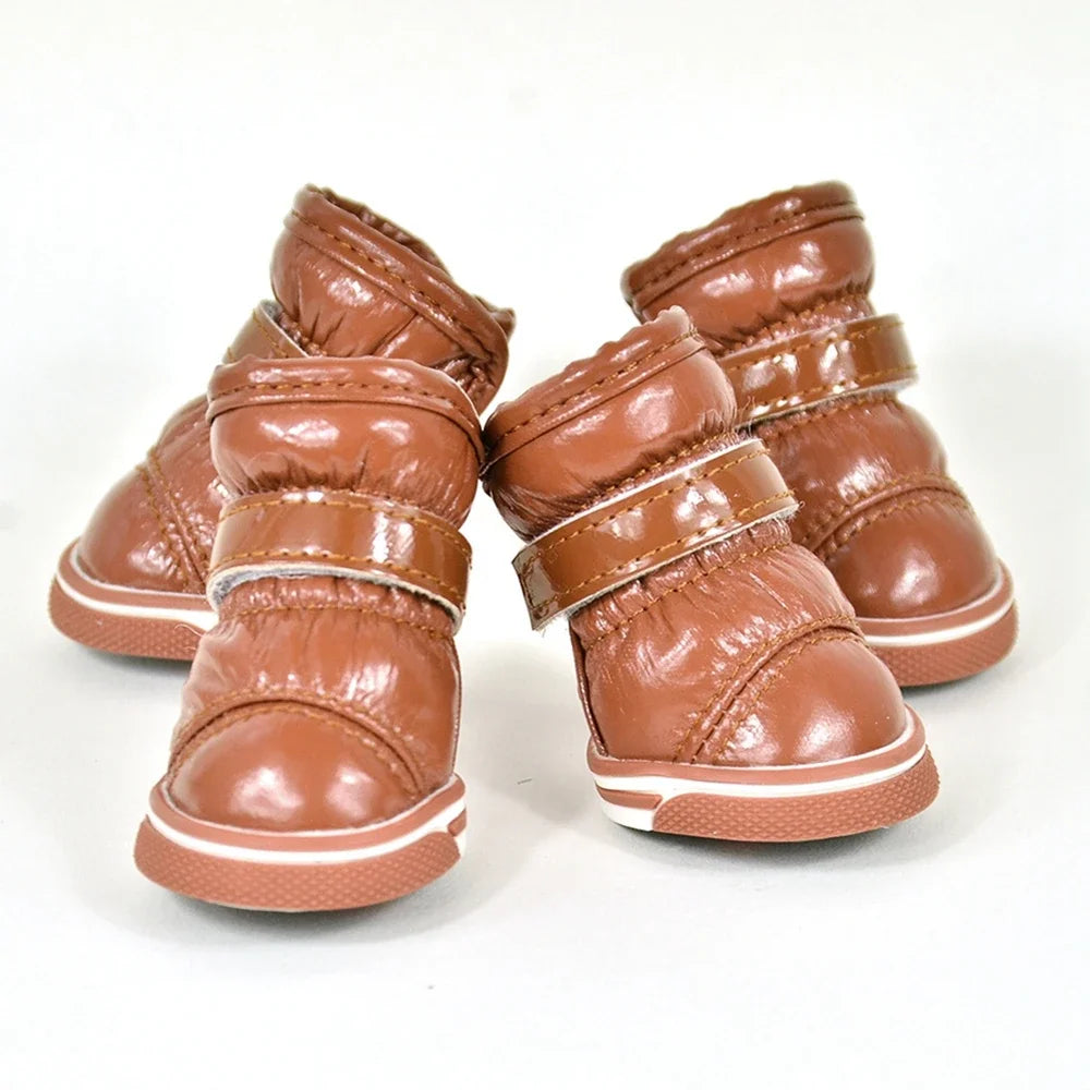 4 Pcs/Set Winter Pet Dog Shoes For Small Dogs Warm Fleece