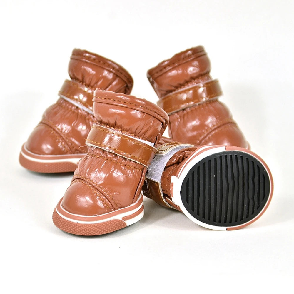 4 Pcs/Set Winter Pet Dog Shoes For Small Dogs Warm Fleece
