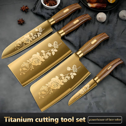 4-Piece Titanium-Coated Kitchen Knife Set