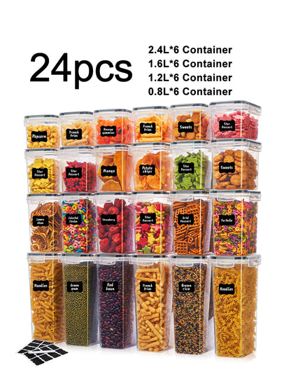 24pcs New Kitchen Sealed Storage Box  Comes with Convenience Stickers