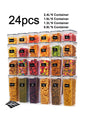 24pcs New Kitchen Sealed Storage Box  Comes with Convenience Stickers