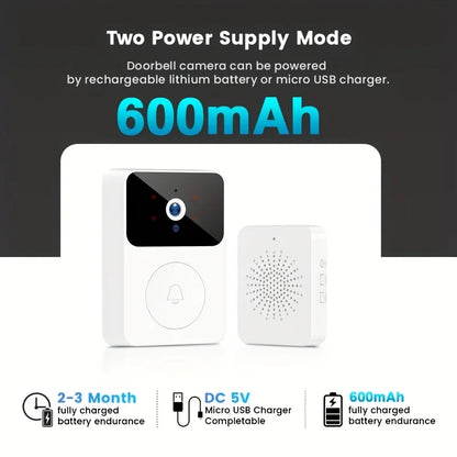 Doorbell Smart Home Door Bell Wireless Rechargeable Battery Outdoor HD  Two Way Audio Visual phone monitoring Doorbell