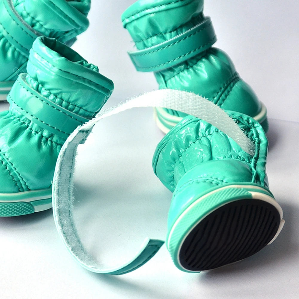 4 Pcs/Set Winter Pet Dog Shoes For Small Dogs Warm Fleece