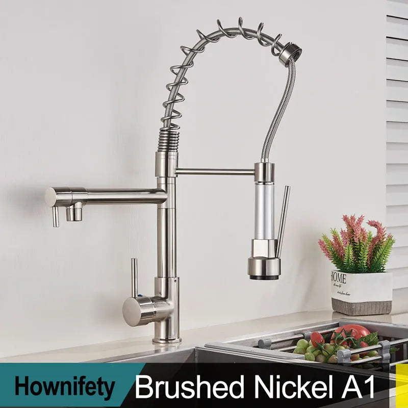 Popular Kitchen Spring Sink Faucet Modern Free Rotation Pull Down Spout