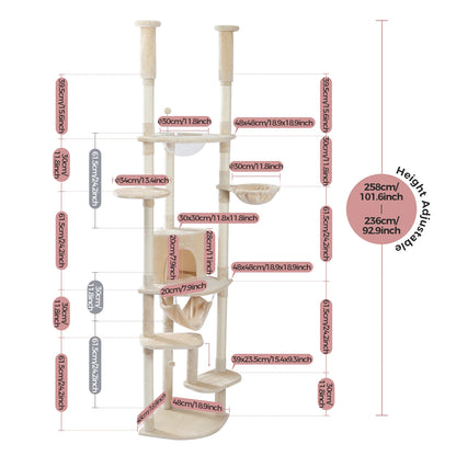 Safe Adjustable  236-258cm  Cat Tree Tower