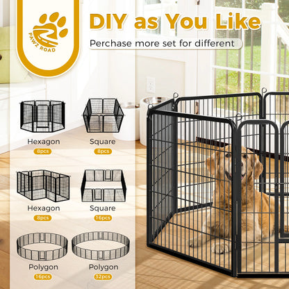 Dog Playpen with Door, Outdoor/Indoor Foldable Metal ,