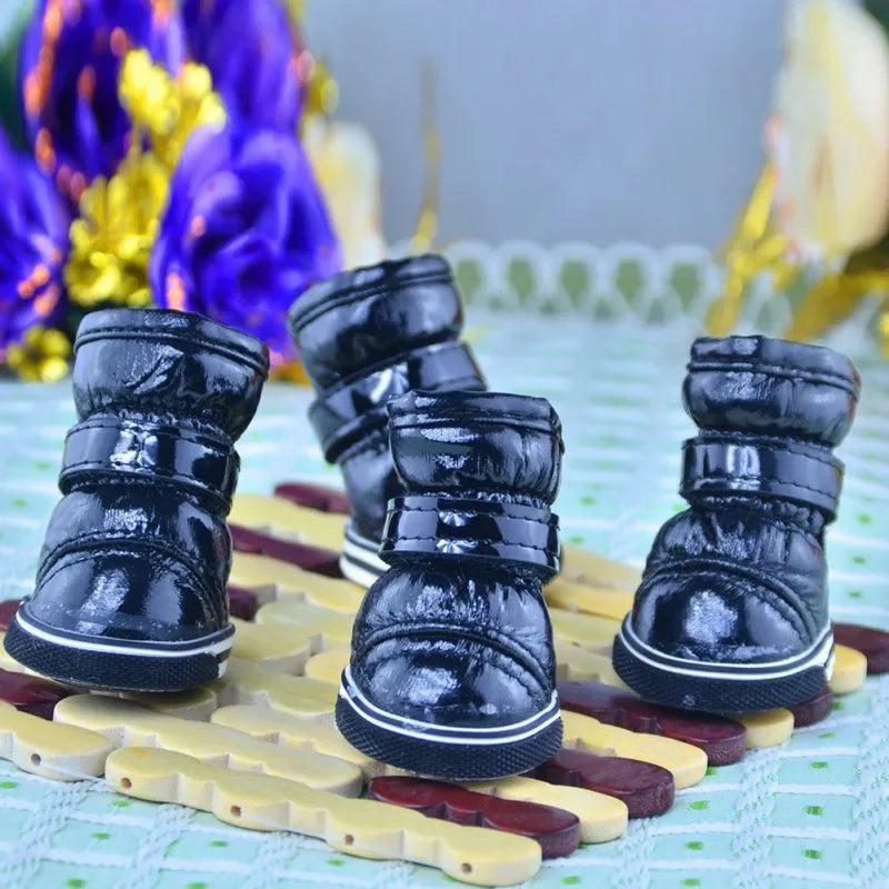 4 Pcs/Set Winter Pet Dog Shoes For Small Dogs Warm Fleece
