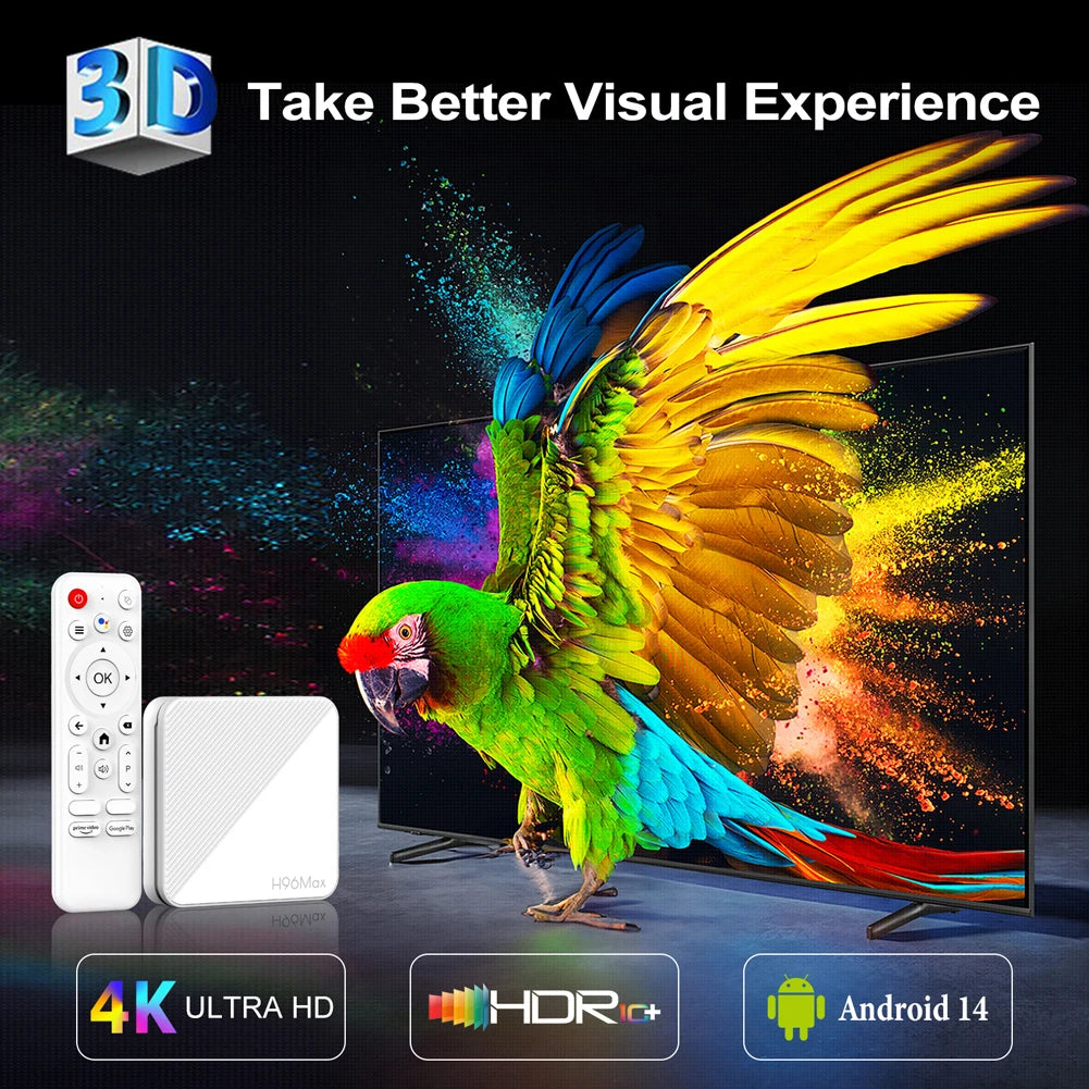 Android 14 TV Box 4K 2GB RAM 8GB/16GB ROM HD WiFi BT Quad Core Video Set Top TV Box H313