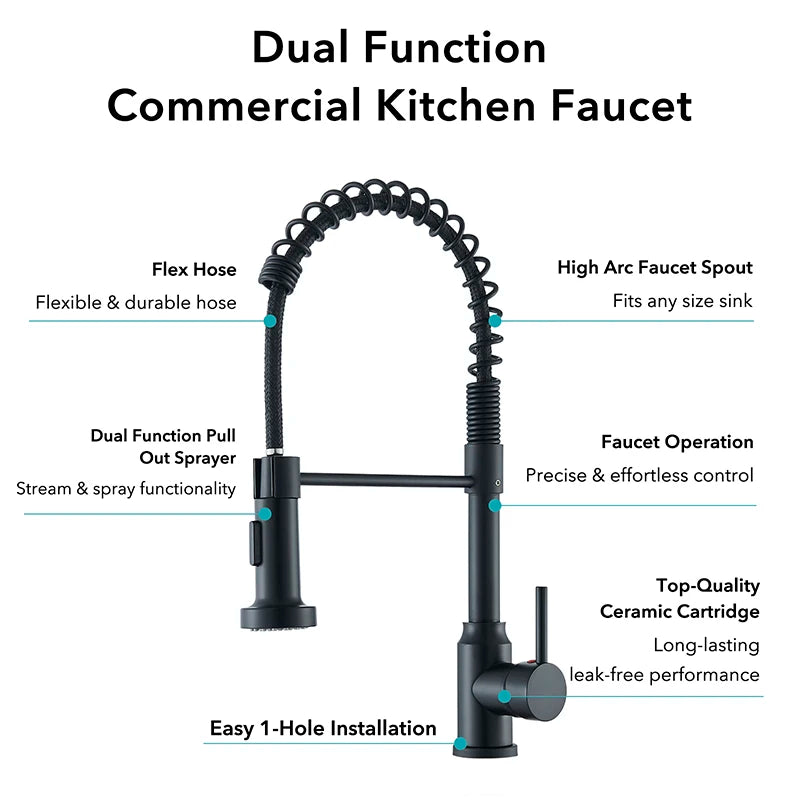 Shinesia Black Kitchen Faucet Stainless Steel
