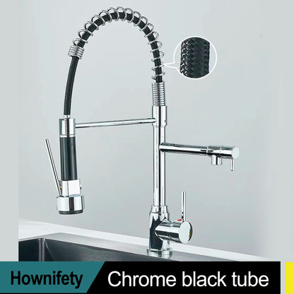 Popular Kitchen Spring Sink Faucet Modern Free Rotation Pull Down Spout