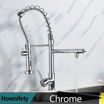Popular Kitchen Spring Sink Faucet Modern Free Rotation Pull Down Spout
