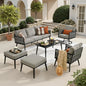 6 Pieces Patio Furniture Set with Swivel Chair,Metal Frame Modern Outdoor Sofa & Chairs Set,All Weather Outdoor Conversation