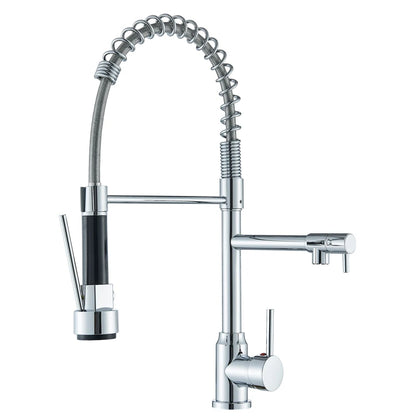 Black Kitchen Faucet With Pull Down Spring Sprayer