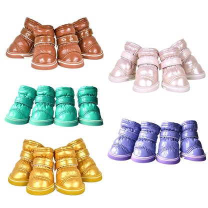 4 Pcs/Set Winter Pet Dog Shoes For Small Dogs Warm Fleece