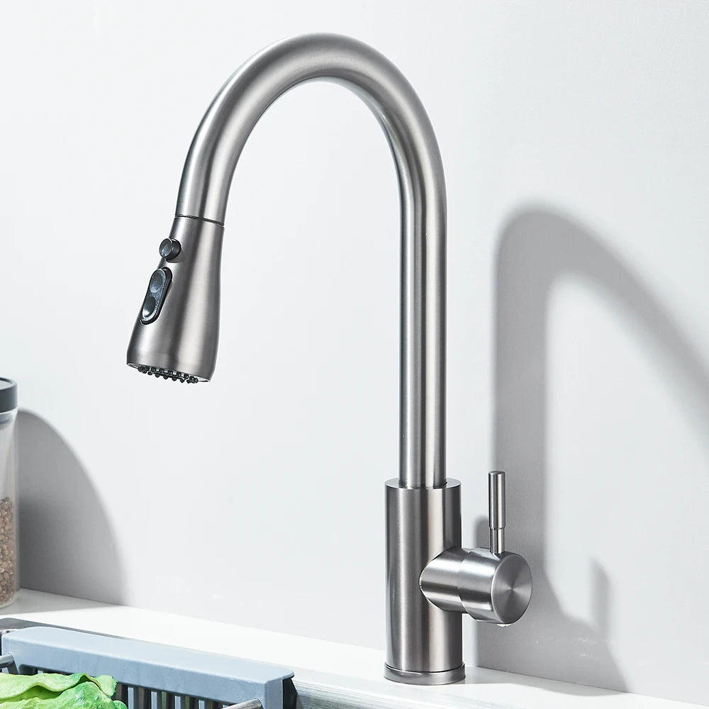 Kitchen Faucet Brushed Nickel  Pull-out Sprayer