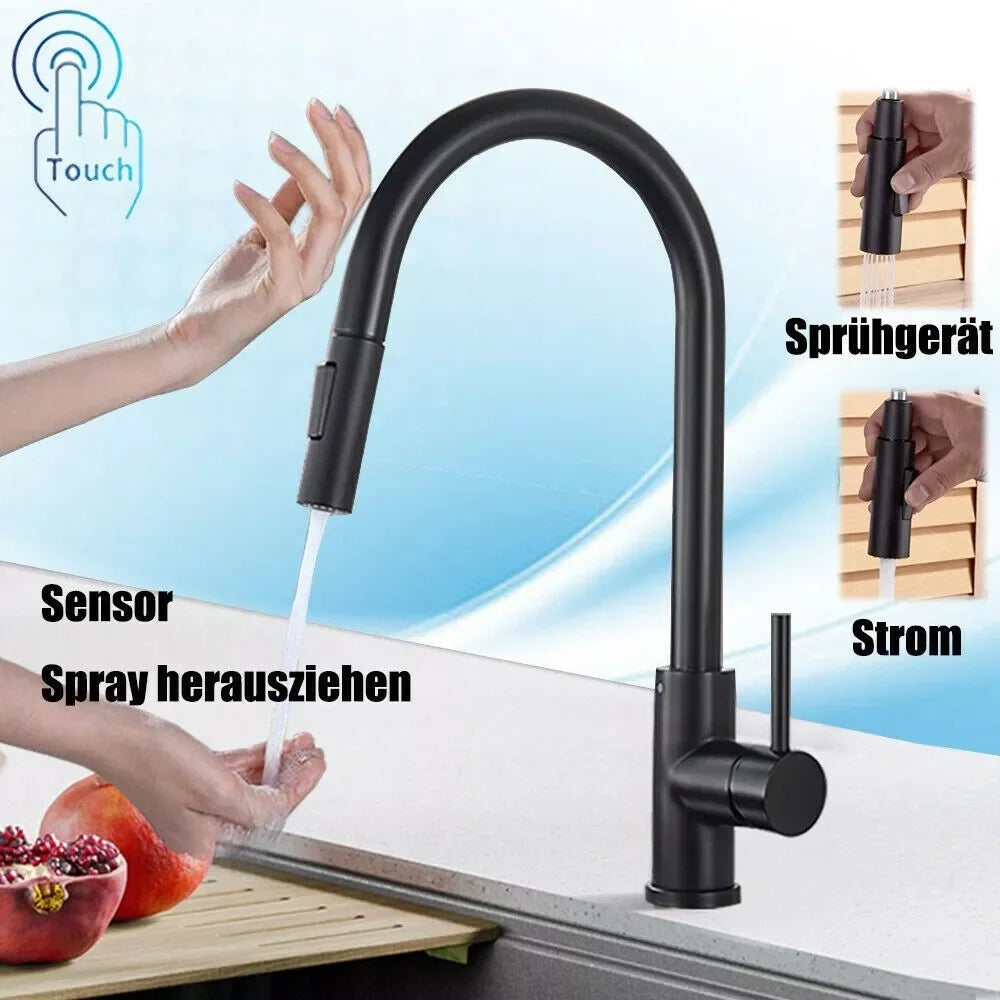 Black Pull Out Sensor Kitchen Faucet Touch Control Faucet