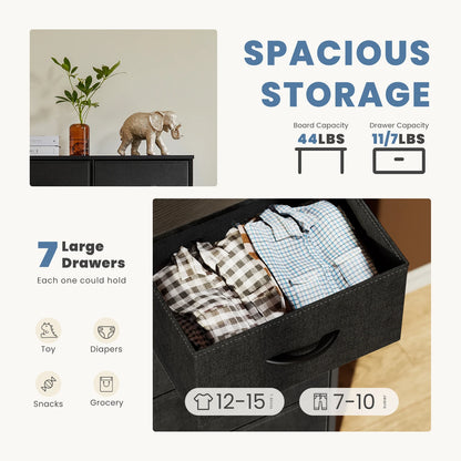 JHK Dresser For Bedroom With 7 Fabric Drawers