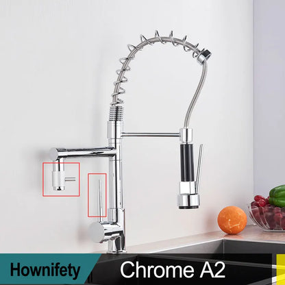 Popular Kitchen Spring Sink Faucet Modern Free Rotation Pull Down Spout