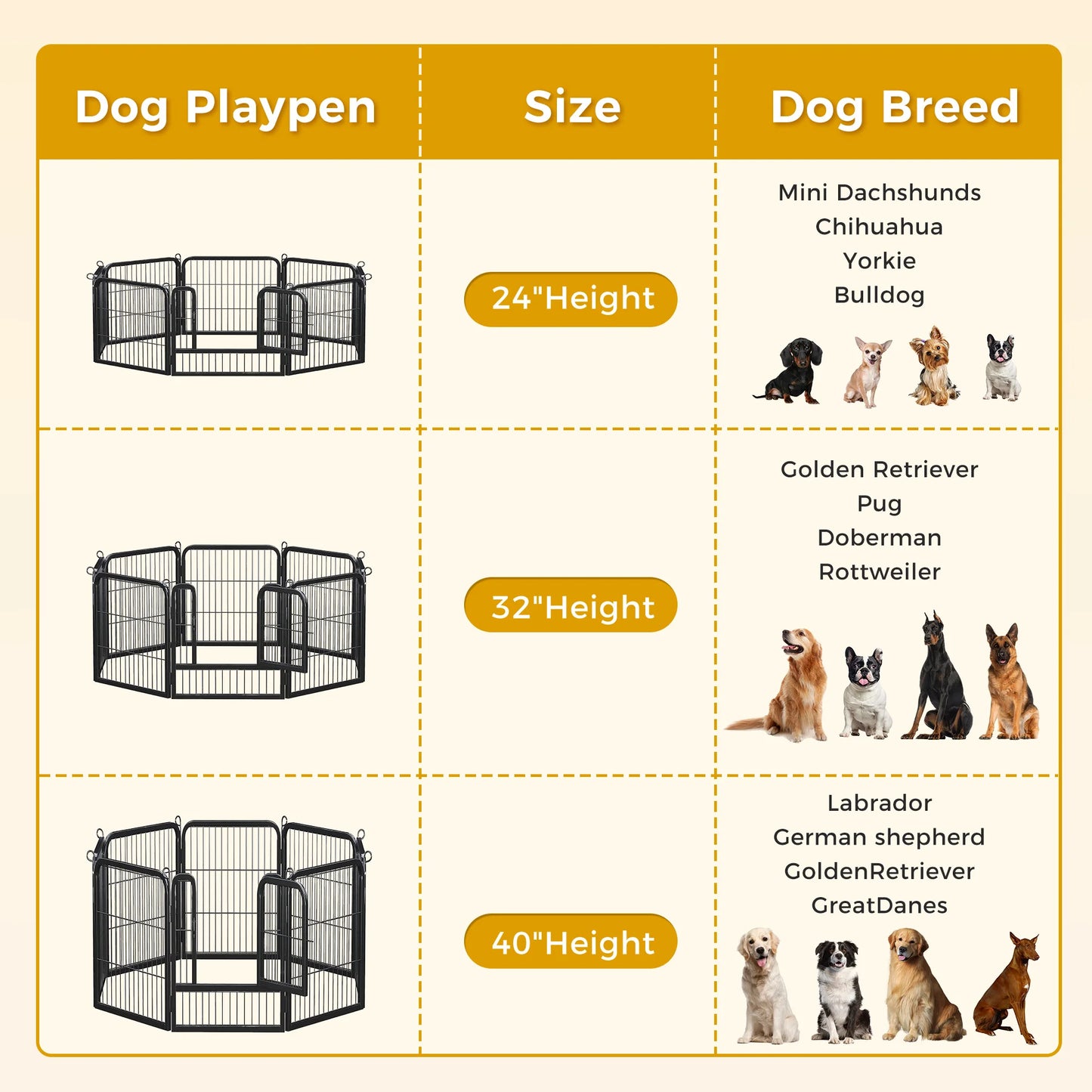 Dog Playpen with Door, Outdoor/Indoor Foldable Metal ,
