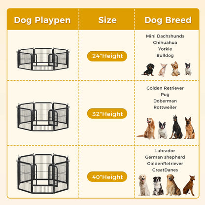 Dog Playpen with Door, Outdoor/Indoor Foldable Metal ,
