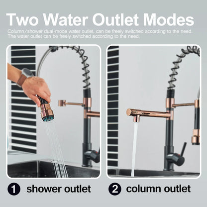 Popular Kitchen Spring Sink Faucet Modern Free Rotation Pull Down Spout