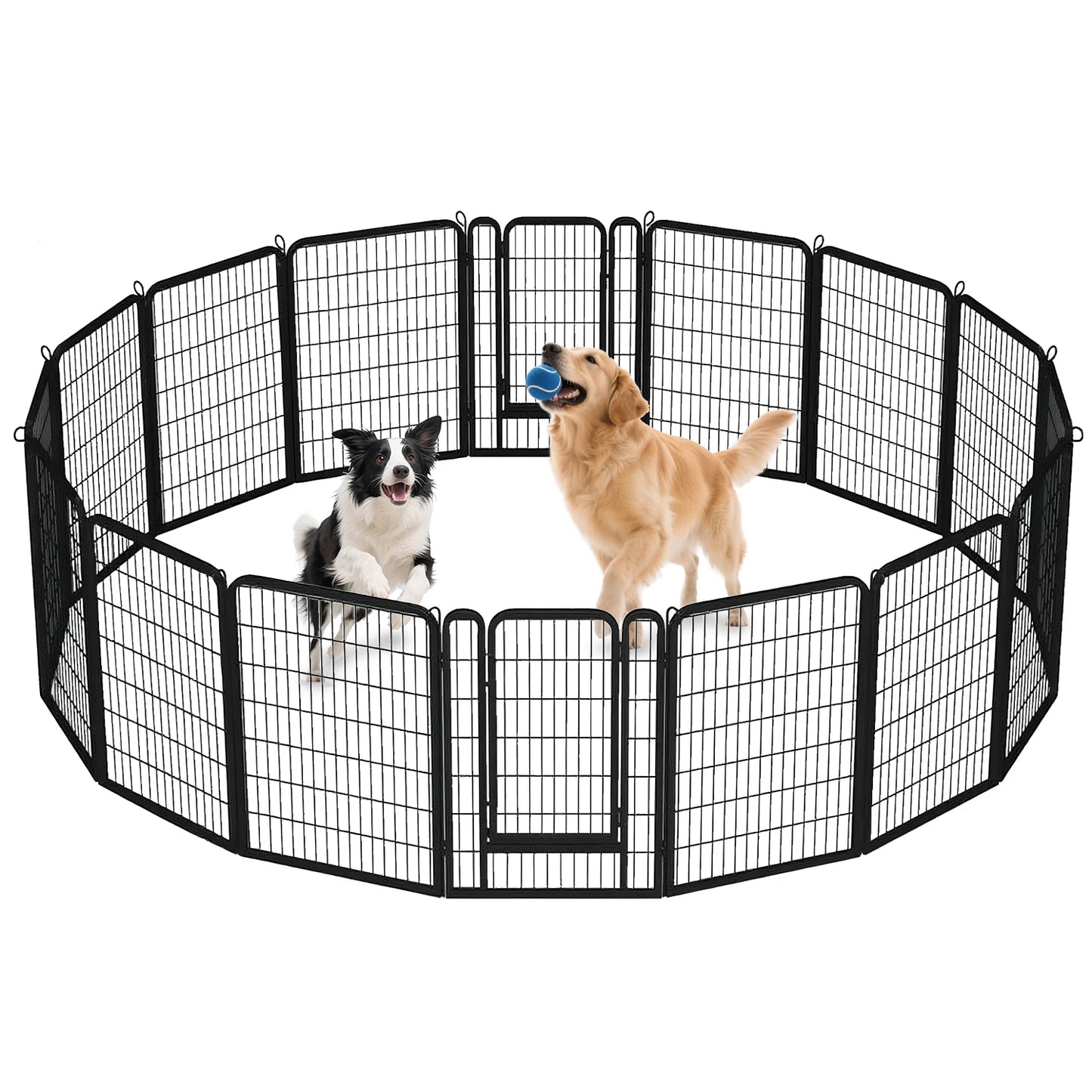 Dog Playpen with Door, Outdoor/Indoor Foldable Metal ,