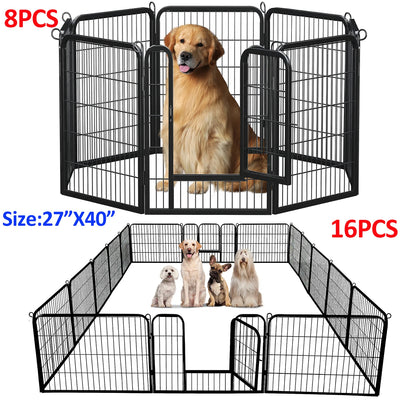 Dog Playpen with Door, Outdoor/Indoor Foldable Metal ,