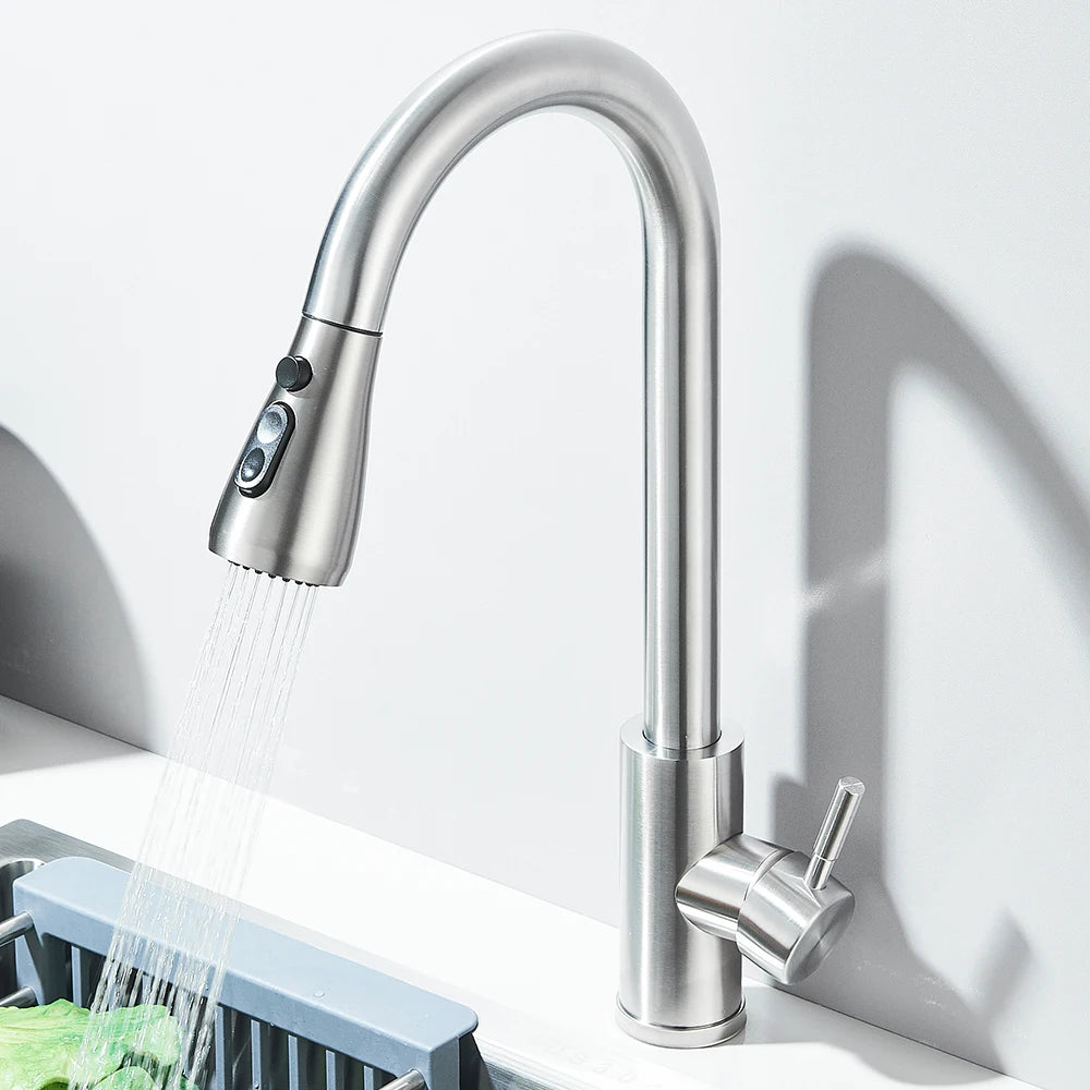 Kitchen Faucet Brushed Nickel  Pull-out Sprayer
