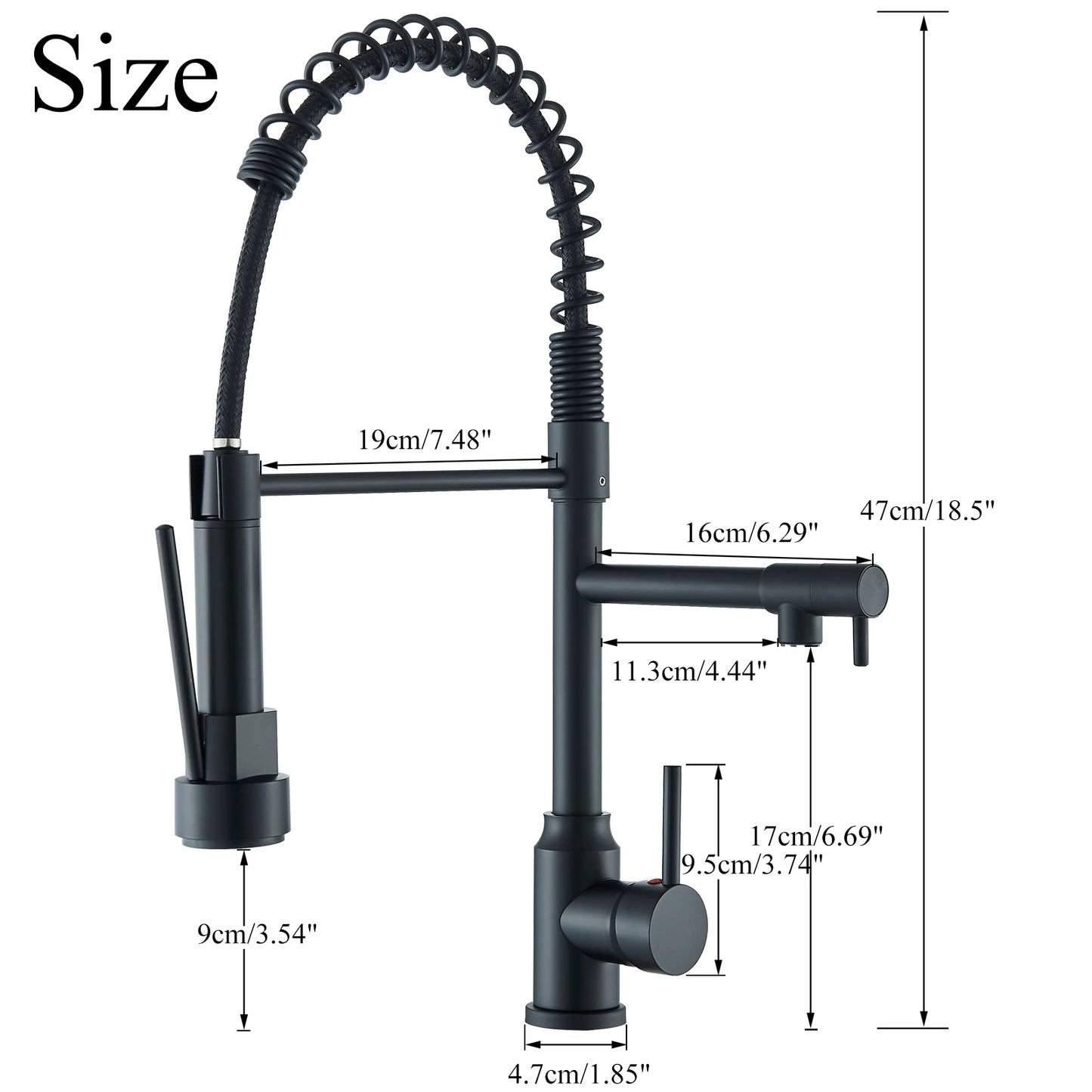 Black Kitchen Faucet With Pull Down Spring Sprayer